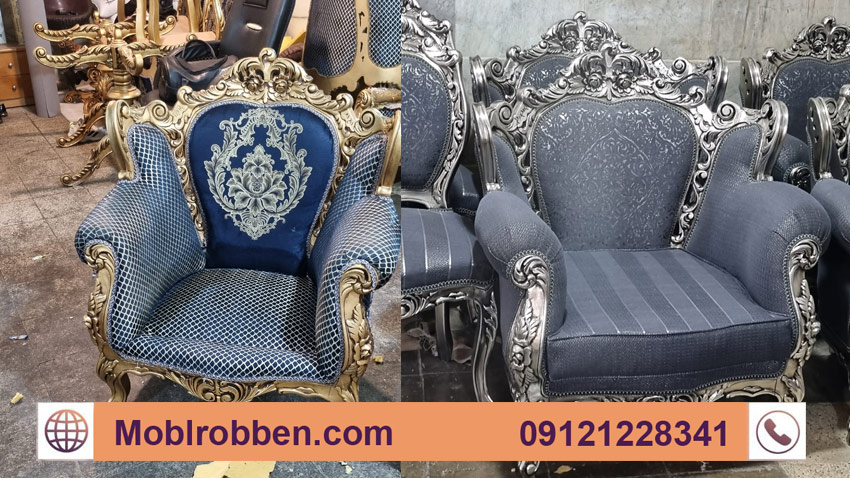 ورق‌کاری طلا یا نقره مبل سلطنتی