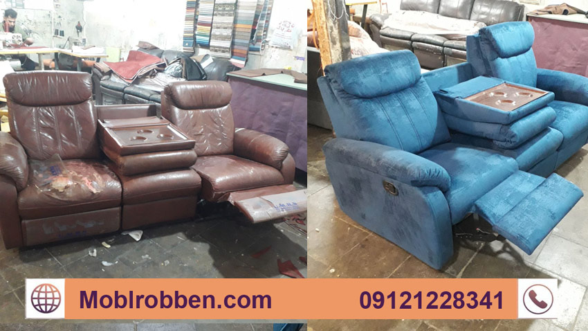 مراحل تعمیر مبل چرم پوسته‌شده