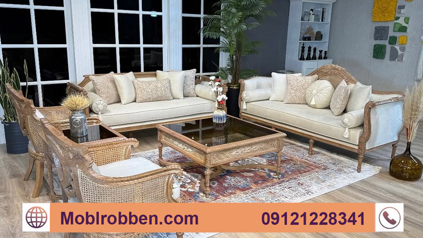 نمونه کار تعویض پارچه مبل ۷ نفره استیل